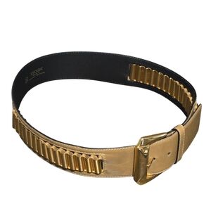 Escada Womens Designer Tan Leather Military Moto Edgy Bullet Belt